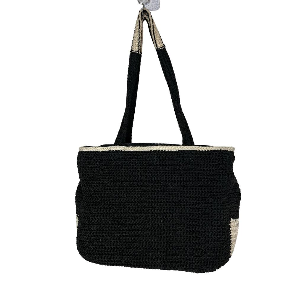 The Sak Crochet Black White Purse Handbag Woven Casual Boho Retro Knit Y2K 90s - Picture 4 of 11
